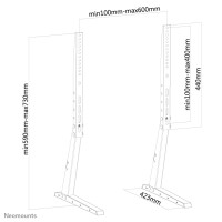 Neomounts Monitor-Tischhalterung, 94 cm (37"), 177,8 cm (70"), 200 x 200 mm, 600 x 400 mm, Stahl, Schwarz