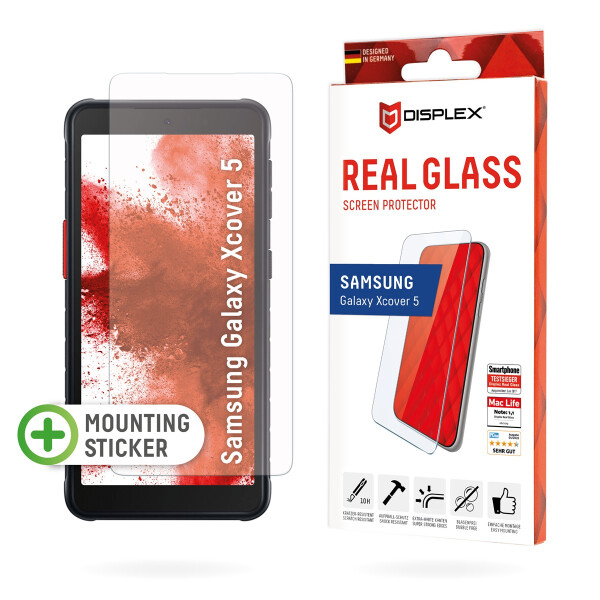 E.V.I. Displex Panzerglas (10H) für Samsung Xcover 5, Montagesticker, Tempered Glas, kratzer-resistente Schutzfolie, hüllenfreundlich, Samsung, Xcover 5, Trockene Anwendung, Schlagfest, Kratzresistent, Staubresistent, Transparent, 1 Stück(e)