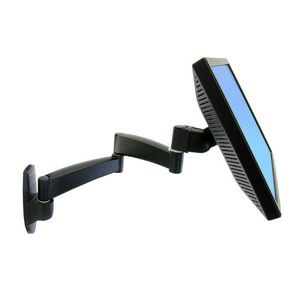 Ergotron 200 Series Wall Mount Arm, 2 Extensions, 11,3 kg, 61 cm (24"), 75 x 75 mm, 100 x 100 mm, Schwarz