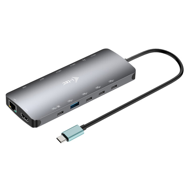 i-tec Metal USB-C Nano 3x Display Dock, 2x HDMI 1x USB-C video + Power Delivery 140W, Kabelgebunden, USB 3.2 Gen 1 (3.1 Gen 1) Type-C, 140 W, 3,5 mm, 10,100,1000 Mbit/s, Grau