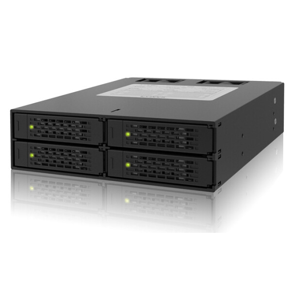 Icy Dock MB994SP-4SB-1, 13,3 cm (5.25"), Carrier Panel, 2.5", Schwarz, Aluminium, Metall, CE, REACH