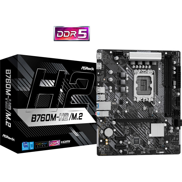 ASRock B760M-H2/M.2, Intel, LGA 1700, Intel® Core™ i3, Intel® Core™ i5, Intel® Core™ i7, Intel® Core™ i9, LGA 1700, 128 GB, DDR5-SDRAM
