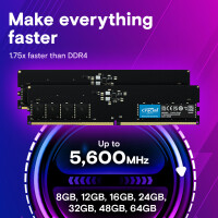 Crucial CT64G56C46U5, 64 GB, 1 x 64 GB, DDR5, 5600 MHz, 288-pin DIMM