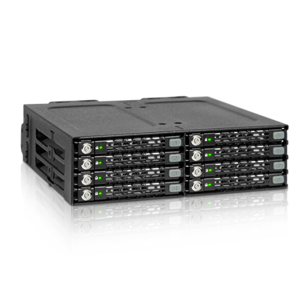 Icy Dock MB998SK-B, Schwarz, Metall, 7 mm, 2 Lüfter, 4 cm, 6 Gbit/s