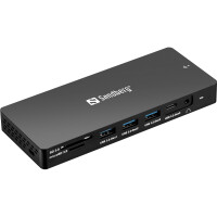 SANDBERG 136-61, Kabelgebunden, USB 3.2 Gen 1 (3.1 Gen 1) Type-C, 100 W, 3,5 mm, Grau, MMC, MicroSD (TransFlash), MicroSDHC, MicroSDXC, SD, SDHC, SDXC