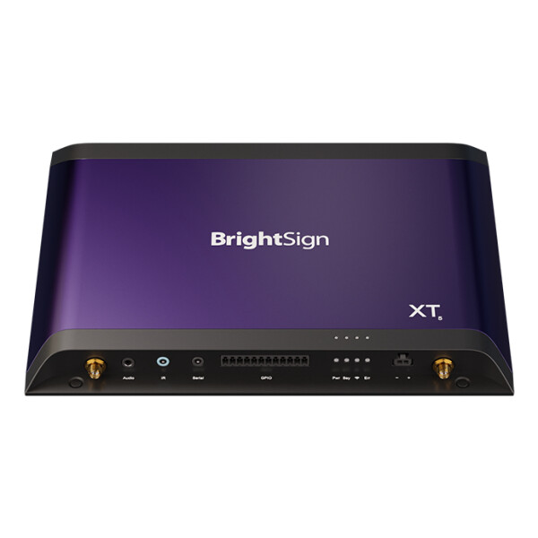 BrightSign XT1145, Schwarz, Violett, AV1, AVI, H.264, H.265, HEVC, M-JPEG, M2P, MJPG, MKV, MOV, MP4, MPEG, MPEG1, MPEG2, MPG, PS, TS,..., BMP, JPEG, PNG, 7680 x 4360 Pixel, AAC, MP2, MP3, WAV, MicroSD (TransFlash)