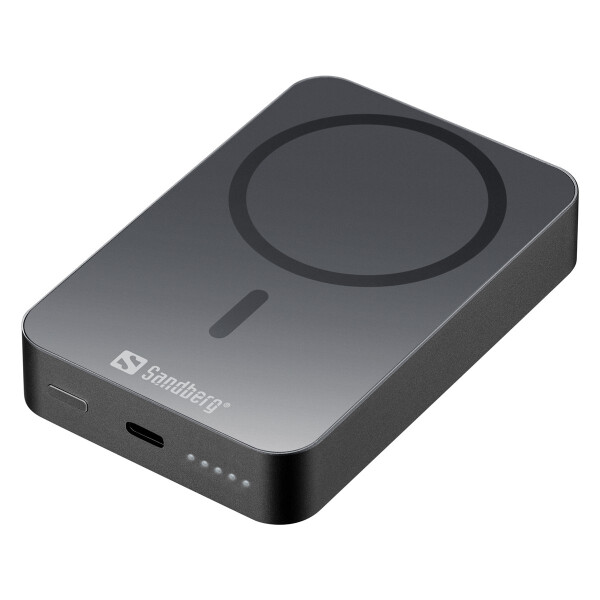 SANDBERG Mag Wireless Powerbank 10000 ALU, 10000 mAh, Lithium, Power Delivery, Kabelloses Aufladen, Schwarz