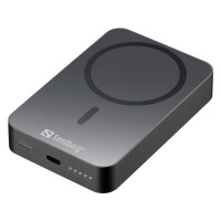 SANDBERG Mag Wireless Powerbank 10000 ALU, 10000 mAh, Lithium, Power Delivery, Kabelloses Aufladen, Schwarz