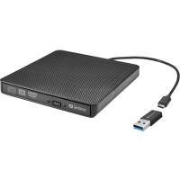 SANDBERG USB-C/A DVD Drive, Schwarz, Ablage, Desktop /...