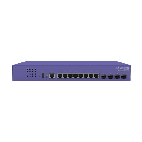 Extreme Networks X435-8T-4S, Managed, Gigabit Ethernet (10/100/1000), Vollduplex, Power over Ethernet (PoE), Rack-Einbau, 1U