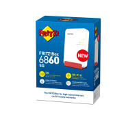 AVM FRITZ!Box 6860 5G Edition International, Wi-Fi 6 (802.11ax), Dual-Band (2,4 GHz/5 GHz), Ethernet/LAN, 5G, Desktop-/Pol-Router