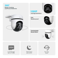 TP-LINK Tapo C500, IP-Sicherheitskamera, Draußen, Kabellos, Zimmerdecke, Schwarz, Weiß, Kuppel
