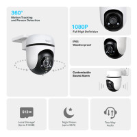 TP-LINK Tapo C500, IP-Sicherheitskamera, Draußen, Kabellos, Zimmerdecke, Schwarz, Weiß, Kuppel