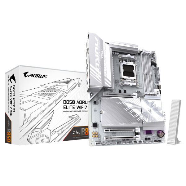 Gigabyte B850 AORUS ELITE WIFI7 ICE Motherboard - AMD Ryzen 9000 Serie CPUs, 12+2+1 Phasen digitales VRM, bis zu 8200MHz DDR5 (OC), 1xPCIe 5.0 + 2xPCIe 4.0 M.2, 2,5 LAN, WIFI 7, USB 3.2 Gen 2x2, AMD, Sockel AM5, AMD Ryzen 7000 Series, AMD Ryzen 8000 Serie