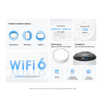 TP-LINK DECO X50-PoE(3-PACK), Weiß, Intern, Mesh-System, 600 m², Dual-Band (2,4 GHz/5 GHz), Wi-Fi 6 (802.11ax)