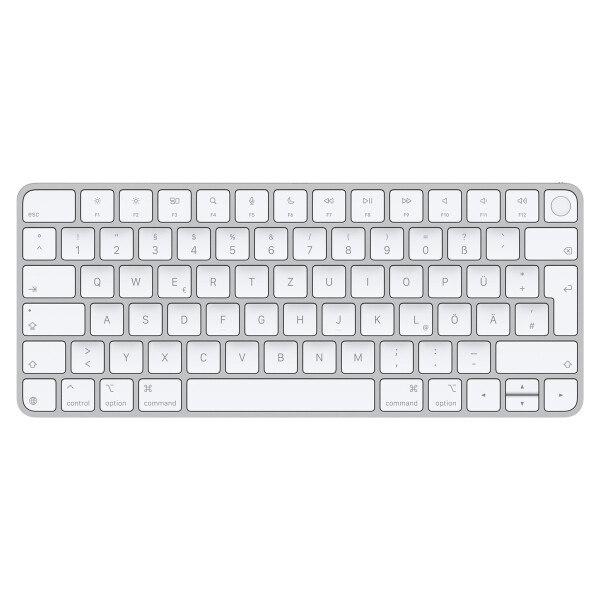 Apple Magic Keyboard mit Touch ID für Mac Modelle mit Chip – Deutsch, Tenkeyless (80 - 87 %), Verkabelt & Kabellos, USB + Bluetooth, QWERTZ, Silber, Weiß