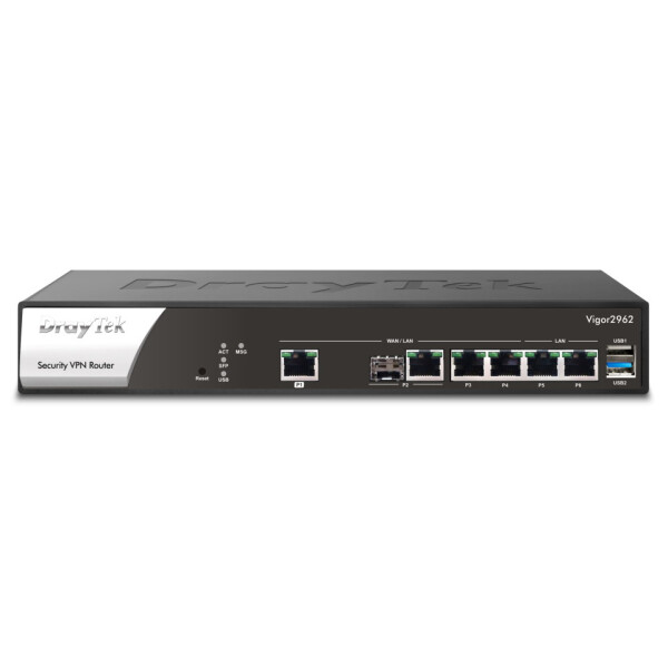 Draytek Vigor 2962, Ethernet-WAN, 2.5 Gigabit Ethernet, Schwarz, Weiß