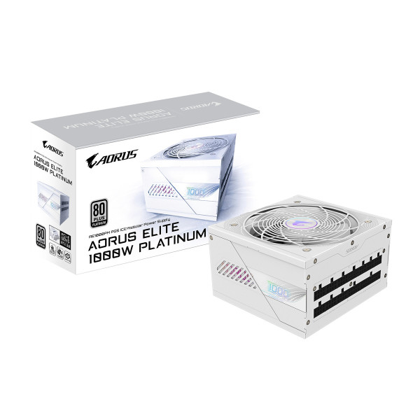 Gigabyte AORUS ELITE P1000W ICE Netzteil - PCIe 5.0, 80 PLUS Platinum, Vollmodulares Design, 120mm Lüfter, ATX 3.0-kompatibel, EU-Stecker, 1000 W, 100 - 240 V, 50/60 Hz, 15 - 6.5 A, Aktiv, 125 W