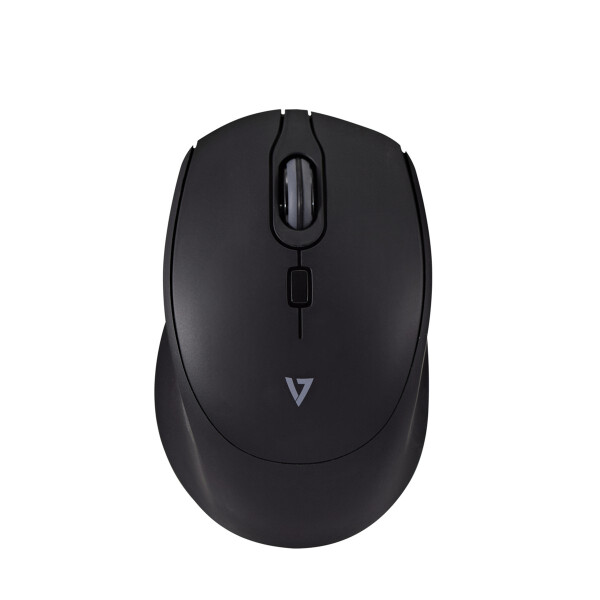 V7 MU350 – Professionelle Wireless-USB-Maus mit geräuscharmen Tasten, Beidhändig, Optisch, RF Wireless, 1600 DPI, Schwarz
