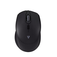 V7 MU350 – Professionelle Wireless-USB-Maus mit geräuscharmen Tasten, Beidhändig, Optisch, RF Wireless, 1600 DPI, Schwarz