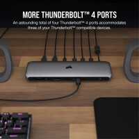 Corsair TBT200, Thunderbolt 4, 96 W, 3.5mm, Mikro-USB, RJ-45, Thunderbolt 4, USB Typ-C, 15 W, 96 W, 7,5 W