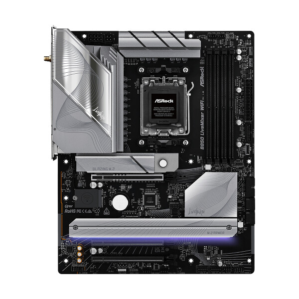 ASRock B850 LiveMixer WiFi, AMD, Sockel AM5, AMD Ryzen 7000 Series, AMD Ryzen 8000 Series, AMD Ryzen 9000 Series, Sockel AM5, DDR5-SDRAM, 256 GB