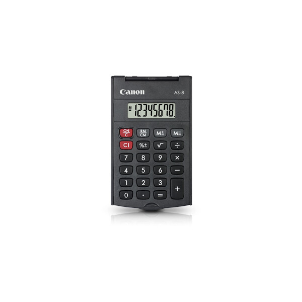 Canon AS-8, Tasche, Display-Rechner, 8 Ziffern, Display klappbar, Akku, Grau