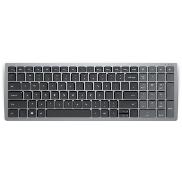Dell KB740, Volle Größe (100%), Kabellos, RF Wireless + Bluetooth, Scherenschalter, QWERTY, Grau, Schwarz