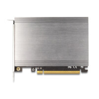 Delock PCI Express x16 Karte zu 4 x intern NVMe M.2 Key M mit Kühlkörper - Bifurcation (LxB: 145 x 111 mm), PCIe, M.2, PCIe 4.0, Schwarz, Metallisch, Windows Server 2019, 95 mm