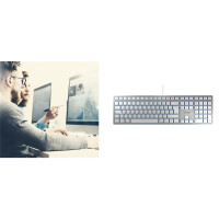 Cherry KC 6000 SLIM FOR MAC, Volle Größe (100%), Kabelgebunden, USB, AZERTY, Silber