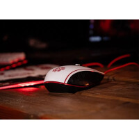 Pixminds Lexip Assassin’s Creed Shadows, rechts, Optisch, USB Typ-A, 12000 DPI, Schwarz, Gold, Rot, Weiß
