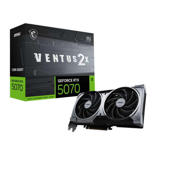 MSI GeForce RTX 5070 12G VENTUS 2X OC, GeForce RTX 5070, 12 GB, GDDR7, 192 Bit, 7680 x 4320 Pixel, PCI Express x16 5.0
