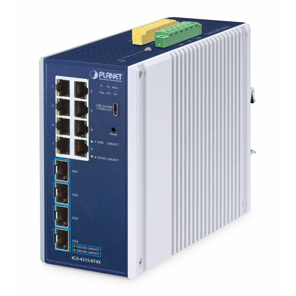 Planet IP30 Industrial L2/L4 8-Port, Managed, L2/L4, Gigabit Ethernet (10/100/1000), Vollduplex, Wandmontage
