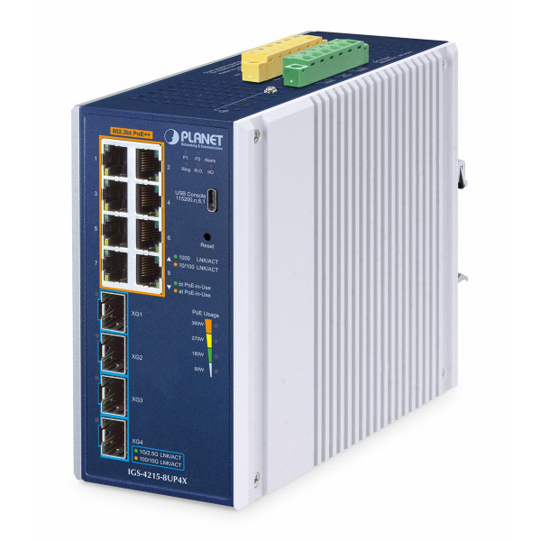Planet IP30 Industrial L2/L4 8-Port, Managed, L2/L4, Gigabit Ethernet (10/100/1000), Vollduplex, Wandmontage