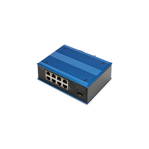 DIGITUS 8 Port Gigabit Ethernet Netzwerk PoE Switch, Industrial, Unmanaged, 1 SFP Uplink Switch