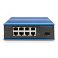 DIGITUS 8 Port Gigabit Ethernet Netzwerk PoE Switch, Industrial, Unmanaged, 1 SFP Uplink Switch