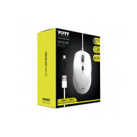 PORT Designs 900712, Beidhändig, USB Typ-A, 3600 DPI, Weiß