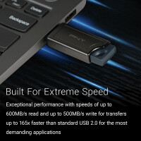 PNY PRO Elite V2, 256 GB, USB Typ-A, 3.2 Gen 2 (3.1 Gen 2), 600 MB/s, Ohne Deckel, Schwarz