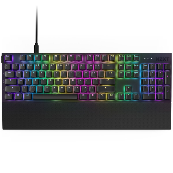 NZXT Function 2, Kabelgebunden, USB, Optischer Schlüsselschalter, QWERTZ, RGB-LED, Schwarz