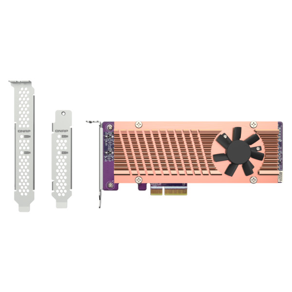 QNAP QM2-2P-344A, PCIe, M.2, PCIe 3.0, Braun, Grau, NAS / Storage server, Aktiv