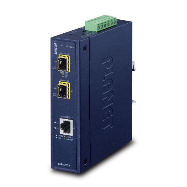 Planet IGT-1205AT, 1000 Mbit/s, 10Base-T, 1000Base-T, 1000Base-BX, 1000Base-LX, 1000Base-SX, Gigabit Ethernet, 10,100,1000 Mbit/s, Voll, Halb
