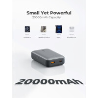 AUKEY PB-Y57 Spark Mini 20000 Kompakte Schnelllade-Powerbank Erhältlich in Grau und Weiß, 20000 mAh, Lithium, Grau