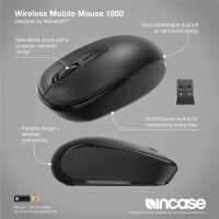 Incase Designed by Microsoft Wireless Mobile Maus 1850, Beidhändig, Optisch, RF Wireless, Schwarz