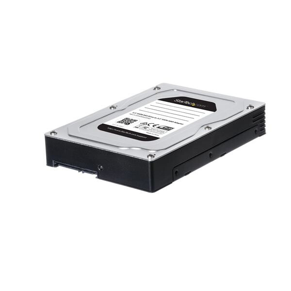 StarTech.com 2,5" auf 3,5" Festplatten Adapter - für SATA und SAS SSDs/ HDDs, 8,89 cm (3.5"), Carrier Panel, Schwarz, Silber, 2.5", SATA, Serial Attached SCSI (SAS), Aluminium, Kunststoff