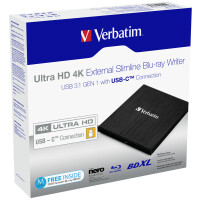 Verbatim 43888, Schwarz, Oben, Laptop, Blu-Ray DVD Combo, Serial ATA III, BD, BD-R, BD-R DL, CD, DVD