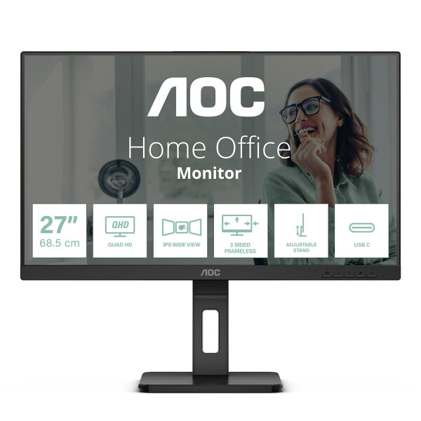 AOC Q27P3CV, 68,6 cm (27"), 2560 x 1440 Pixel, Quad HD, LED, 4 ms, Schwarz