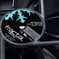 Fractal Design Venturi HP-14 PWM, Ventilator, 14 cm, 400 RPM, 1500 RPM, 132,7 m³/h, Schwarz, Grau
