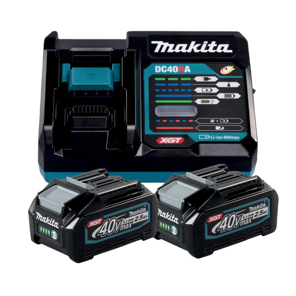 Makita Power Source-Kit 40V max, Batterie- & Ladegerät-Set, Lithium-Ion (Li-Ion), 2,5 Ah, 40 V, Makita, Schwarz