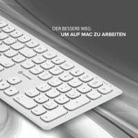 Alogic ASKBT3M-DE, Volle Größe (100%), Kabellos, Bluetooth, QWERTZ, Weiß