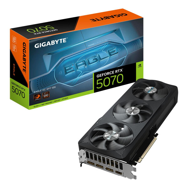 Gigabyte GeForce RTX 5070 EAGLE OC SFF 12G Grafikkarte - 12GB GDDR7, 192 Bit, PCI-E 5.0, 2587 MHz Core Clock, 3 x DP 2.1a, 1 x HDMI 2.1b, NVIDIA DLSS 4, GV-N5070GAMING OC-12GD, GeForce RTX 5070, 12 GB, GDDR7, 192 Bit, 7680 x 4320 Pixel, PCI Express x16 5.
